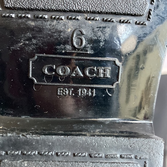 Coach Tasha Signature Gold Buckle Black Long Rain Boots Size 6M - Picture 13 of 16